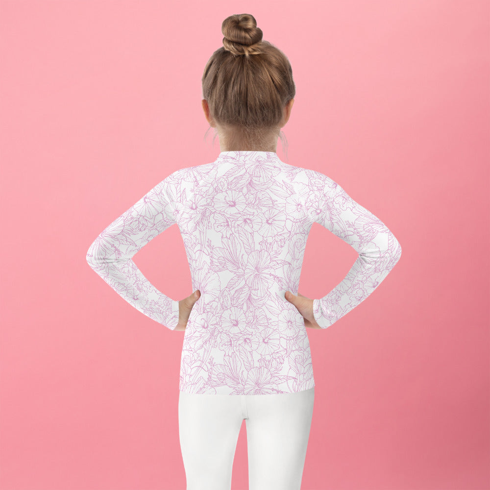 Pink Hibiscus Kids Rash Guard