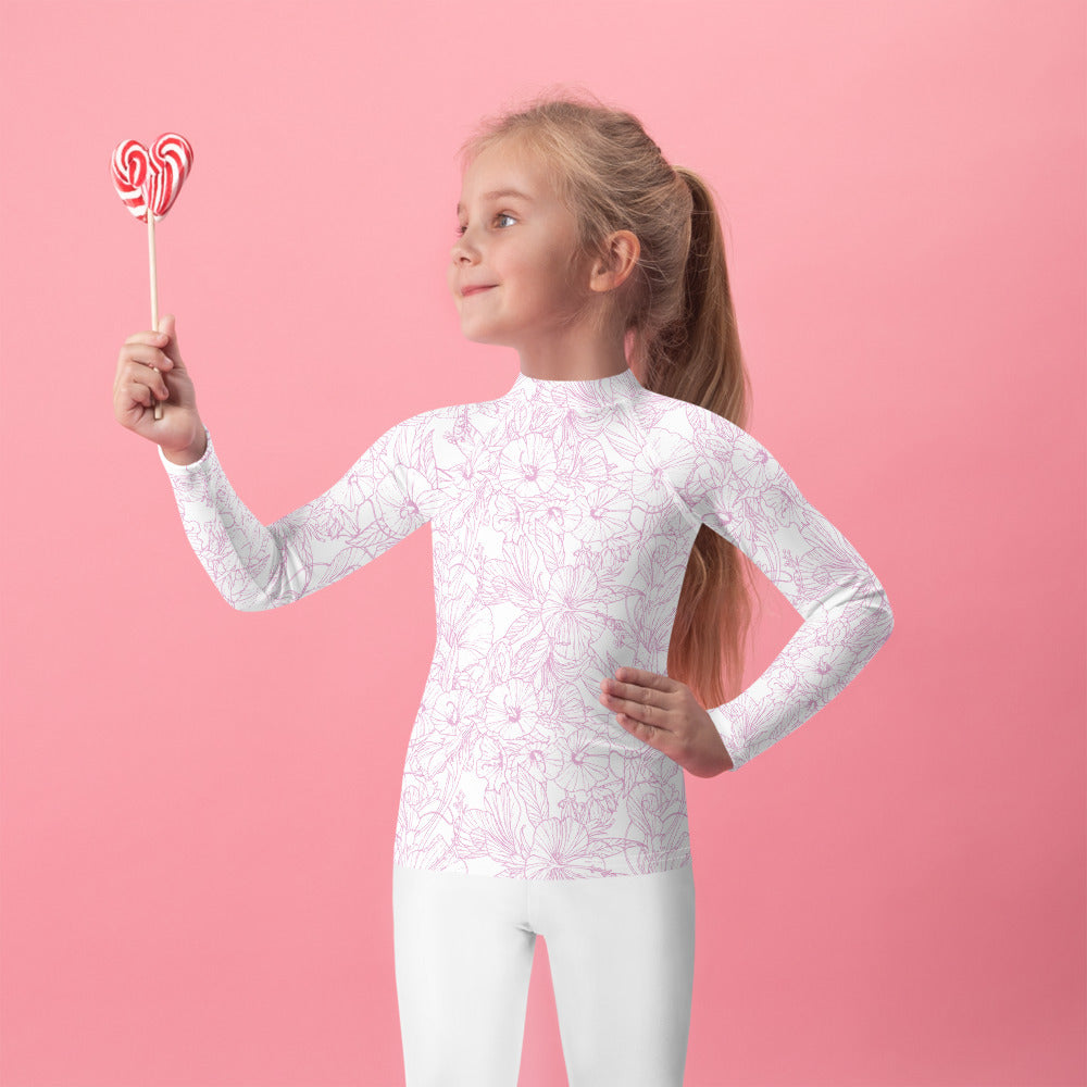 Pink Hibiscus Kids Rash Guard