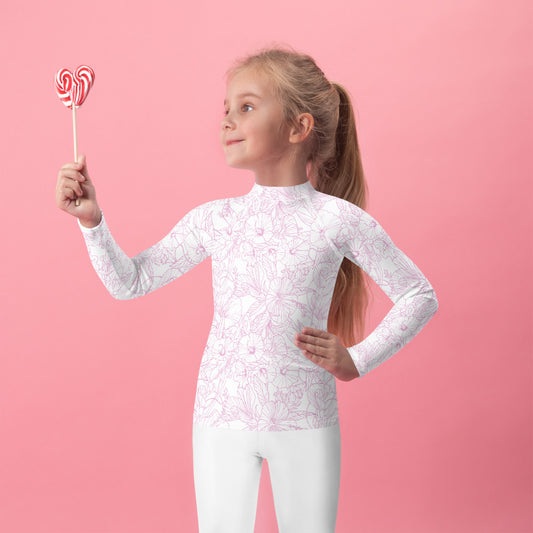 Pink Hibiscus Kids Rash Guard