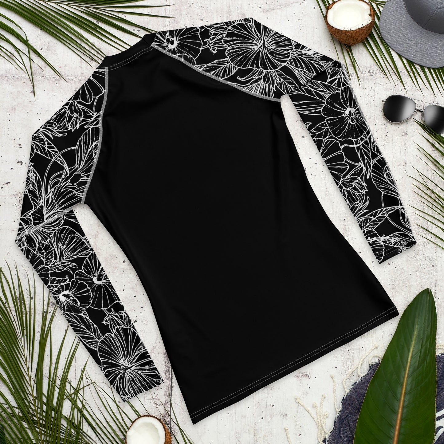 White Hibiscus Men's Rash Guard