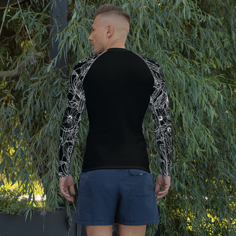 White Hibiscus Men's Rash Guard