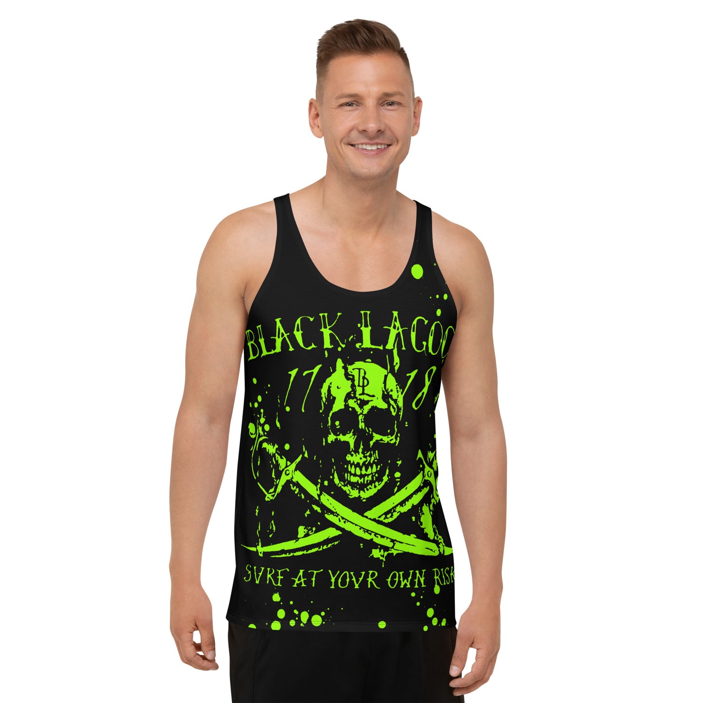 Bright Green Skull Splatter Unisex Tank Top