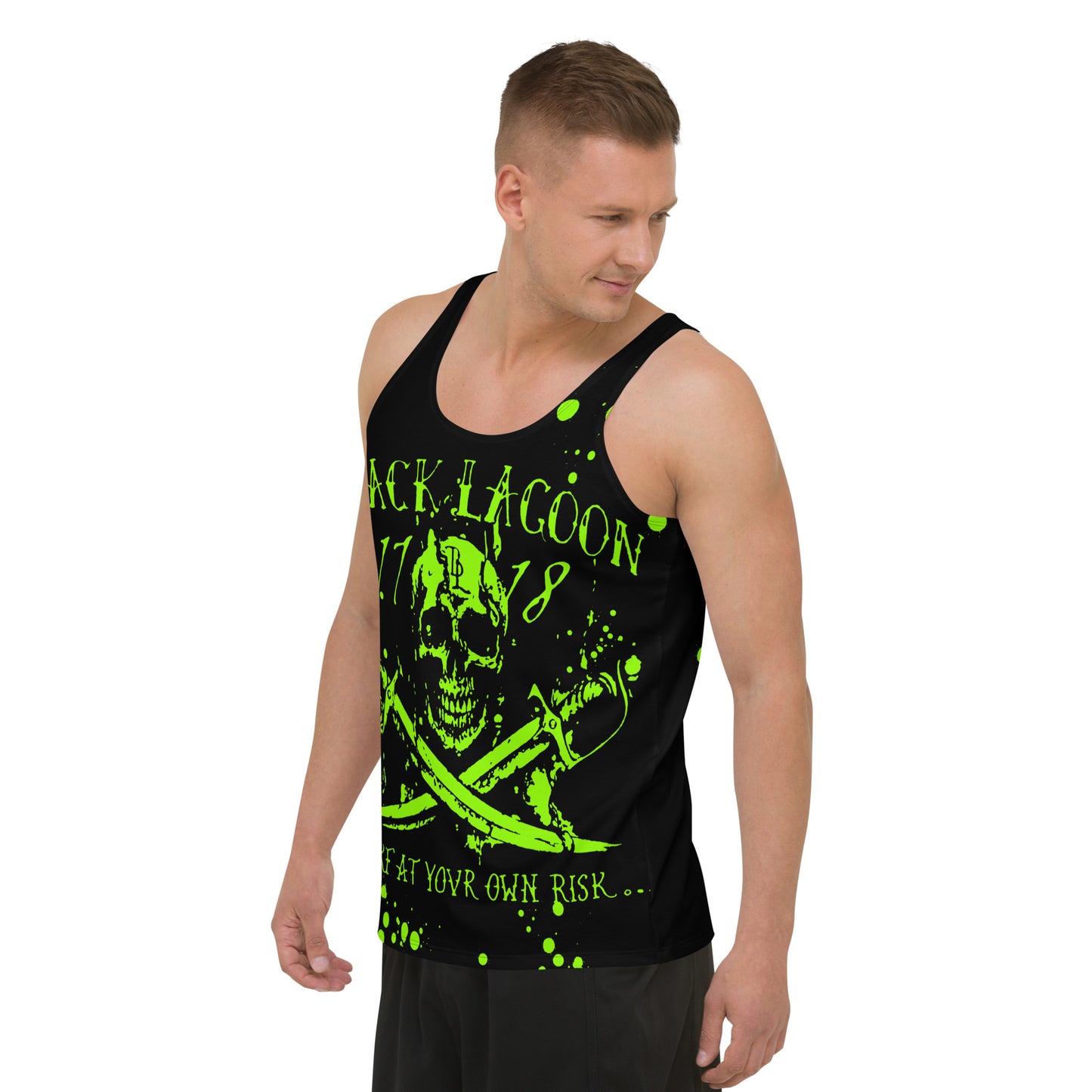 Bright Green Skull Splatter Unisex Tank Top