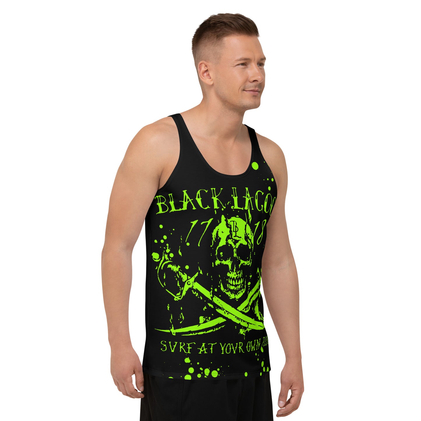 Bright Green Skull Splatter Unisex Tank Top