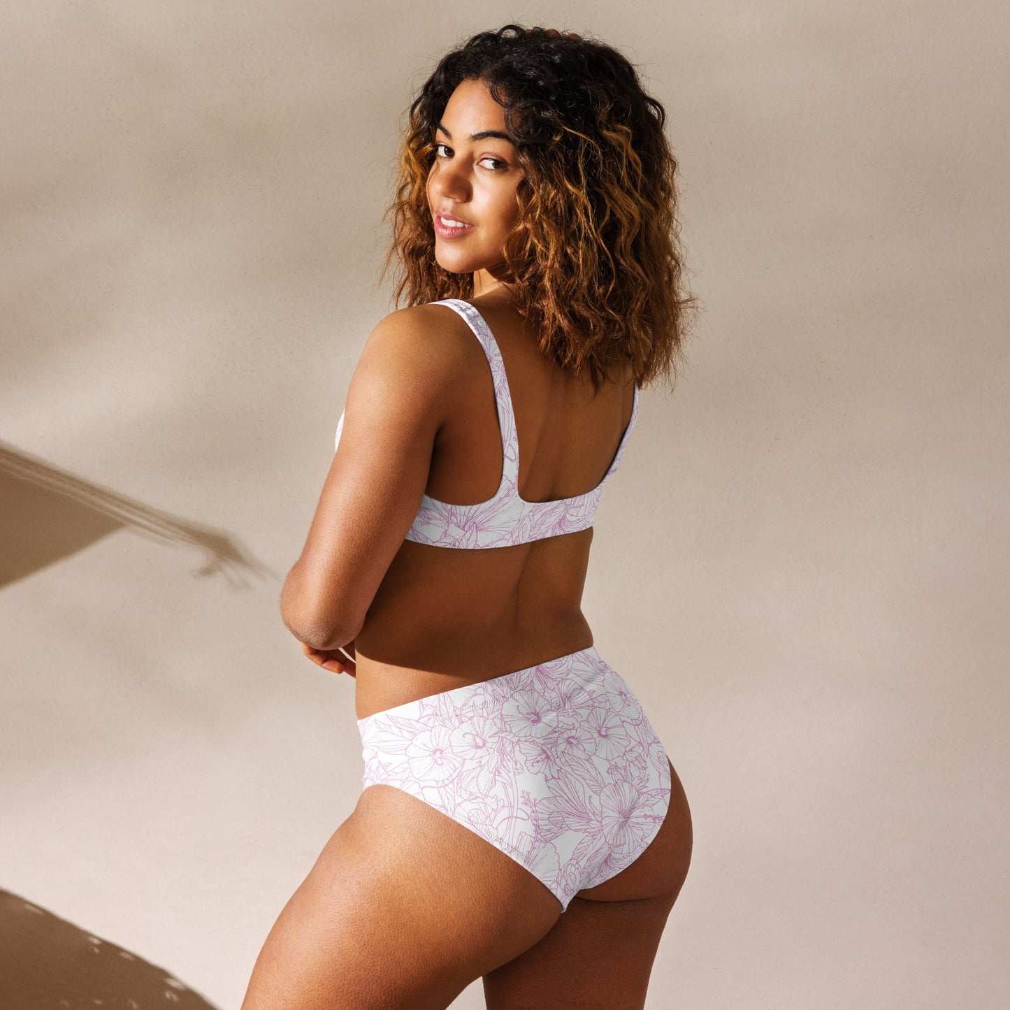 Pink Hibiscus Recycled high-waisted bikini