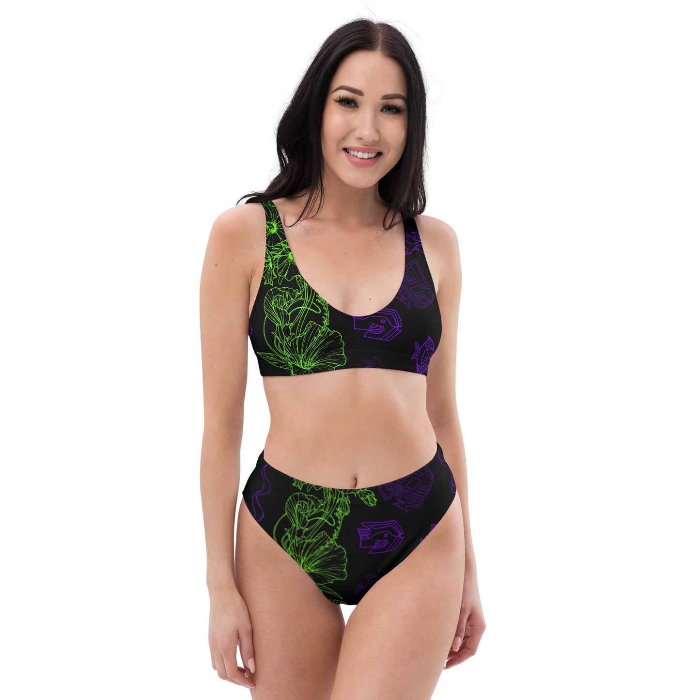 Neon Lagoon 1 Recycled high-waisted bikini