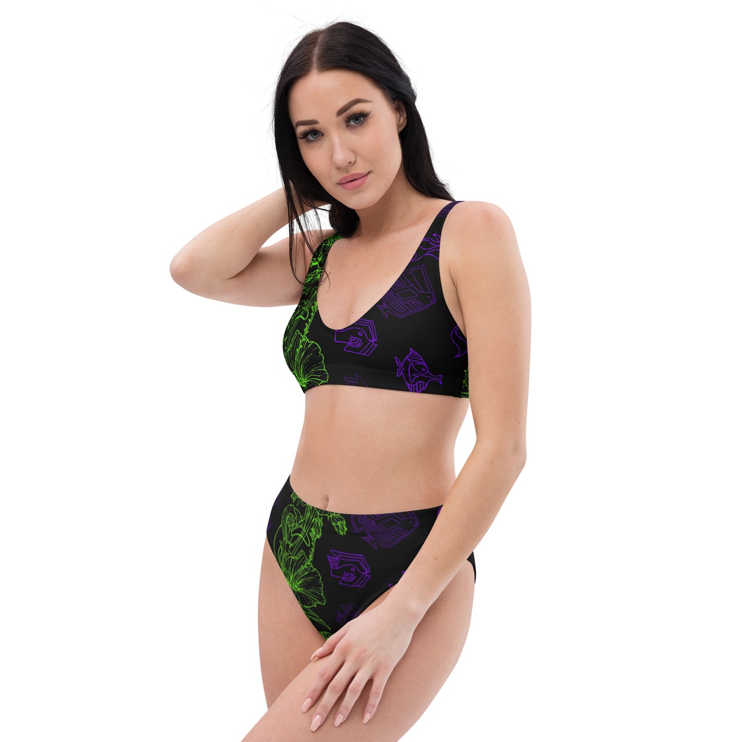 Neon Lagoon 1 Recycled high-waisted bikini