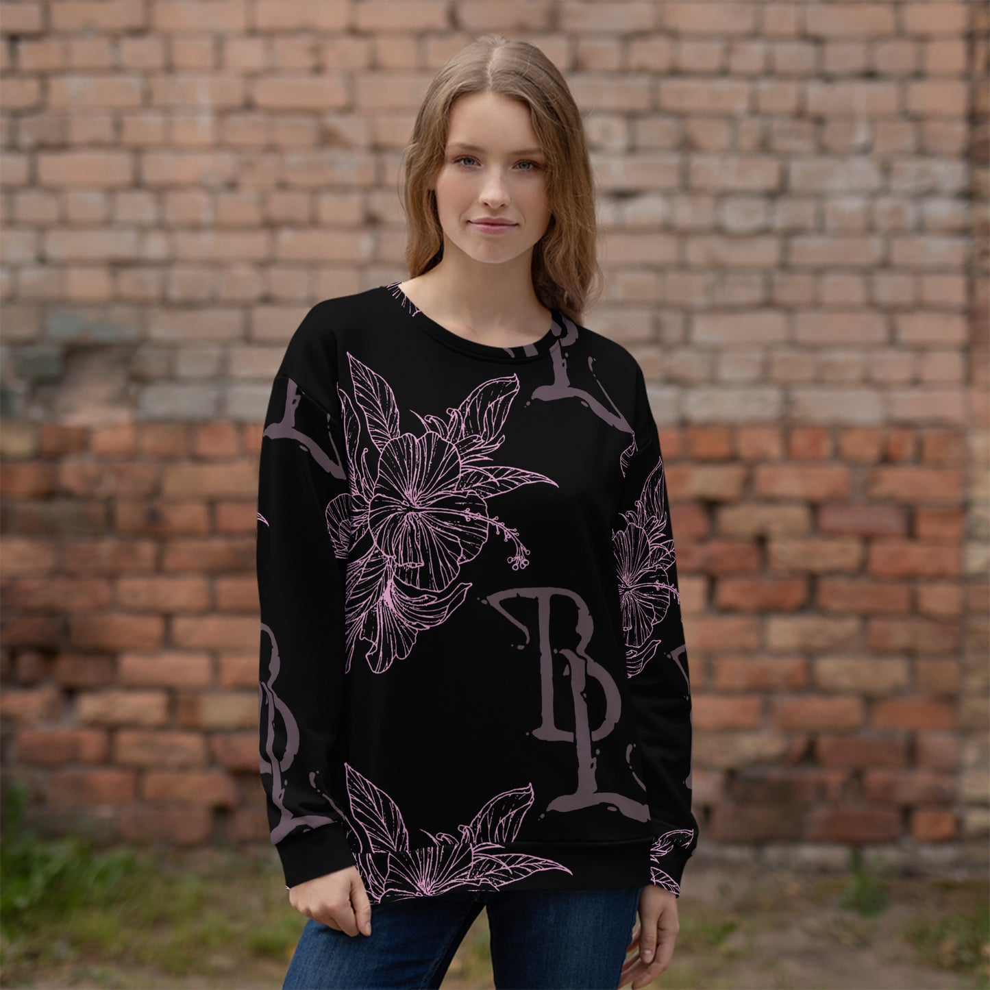 Pink Hibiscus Dark Unisex Sweatshirt