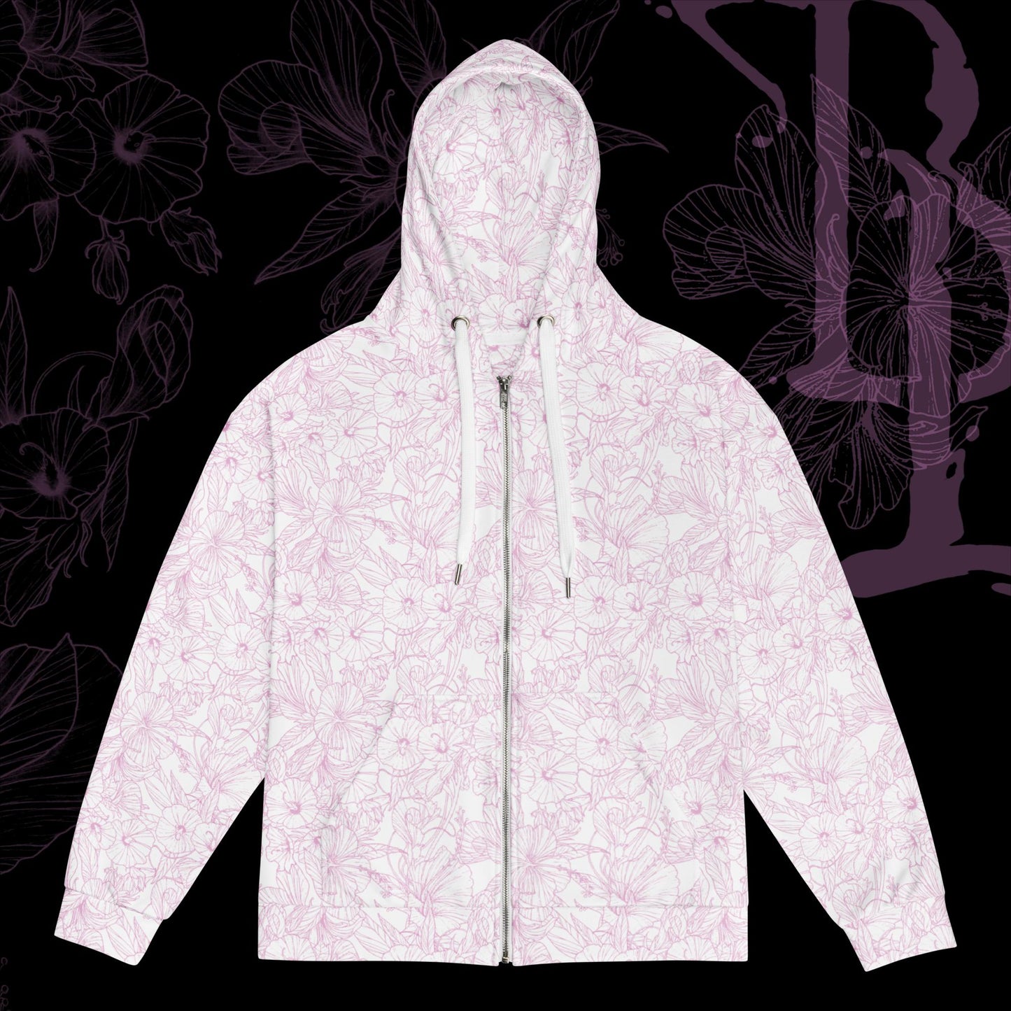 Pink Hibiscus Zip Hoodie