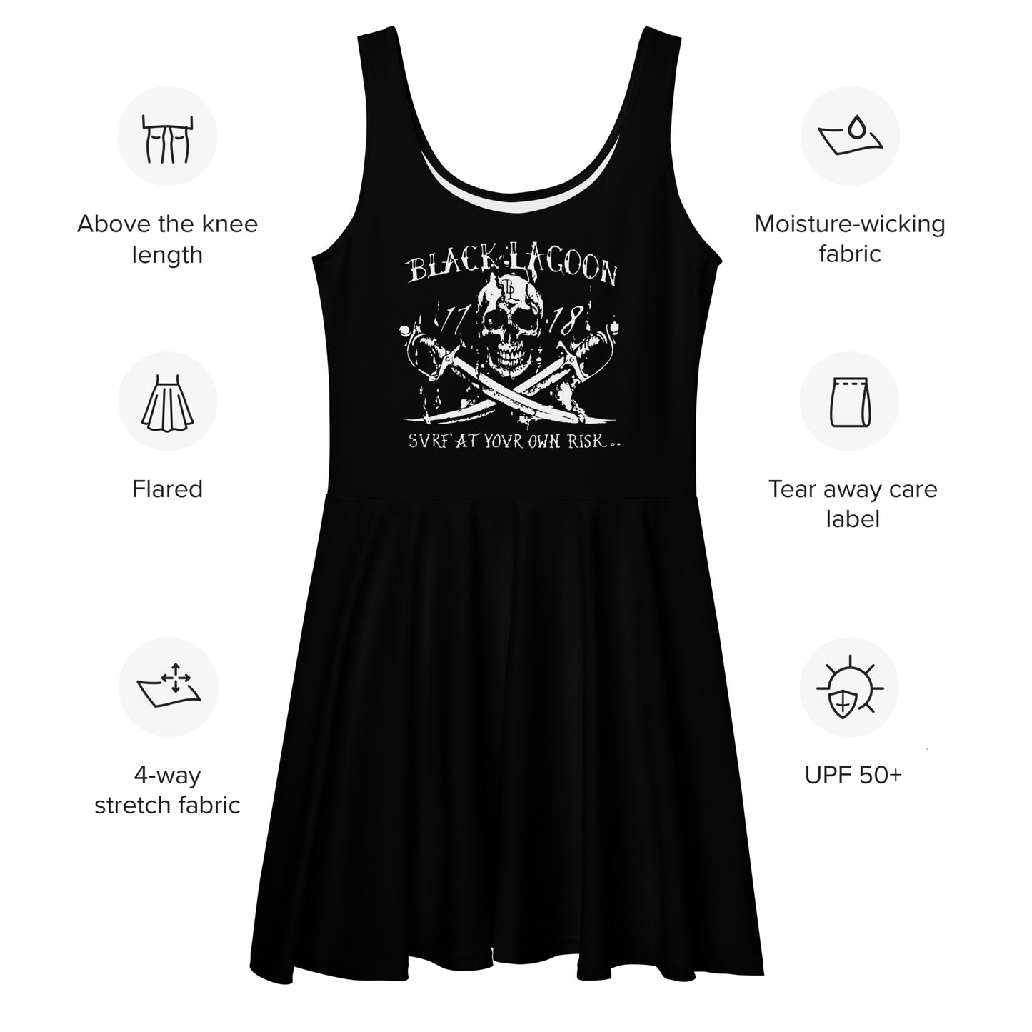 Black Lagoon Classic Jolly Black Skater Dress
