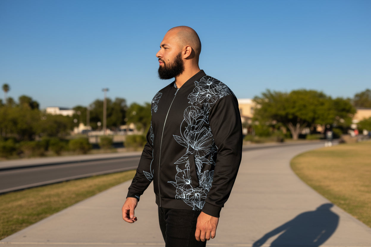 Blue Hibiscus Unisex Bomber Jacket