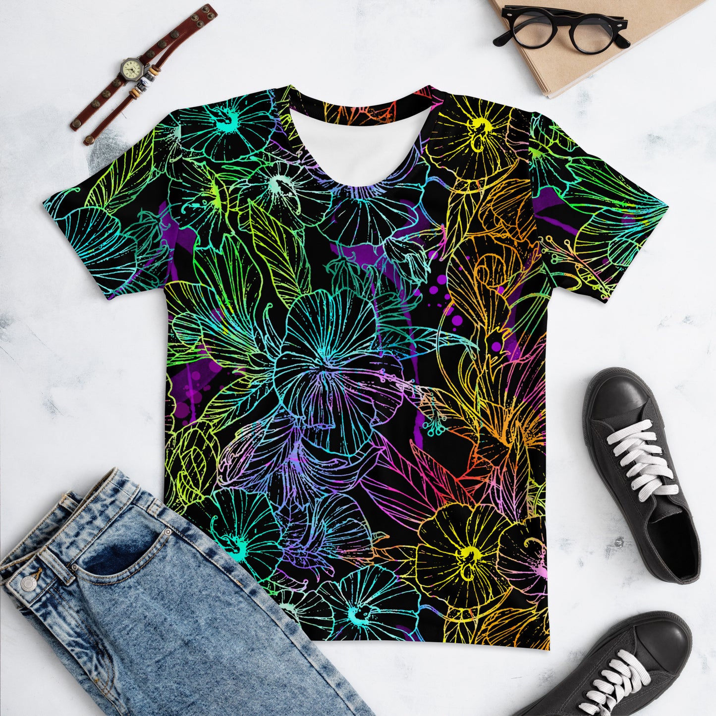 Rainbow Hibiscus Dark Women's T-shirt