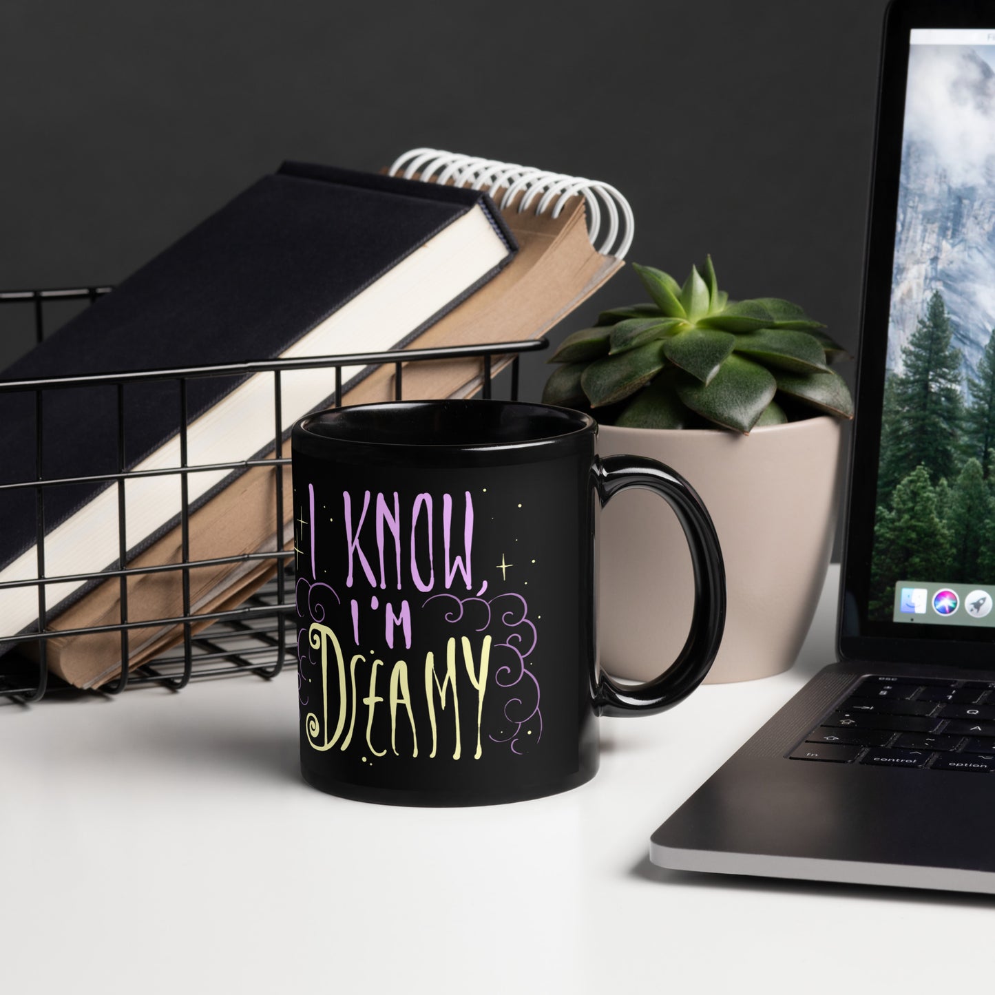I'm Dreamy Black Glossy Mug