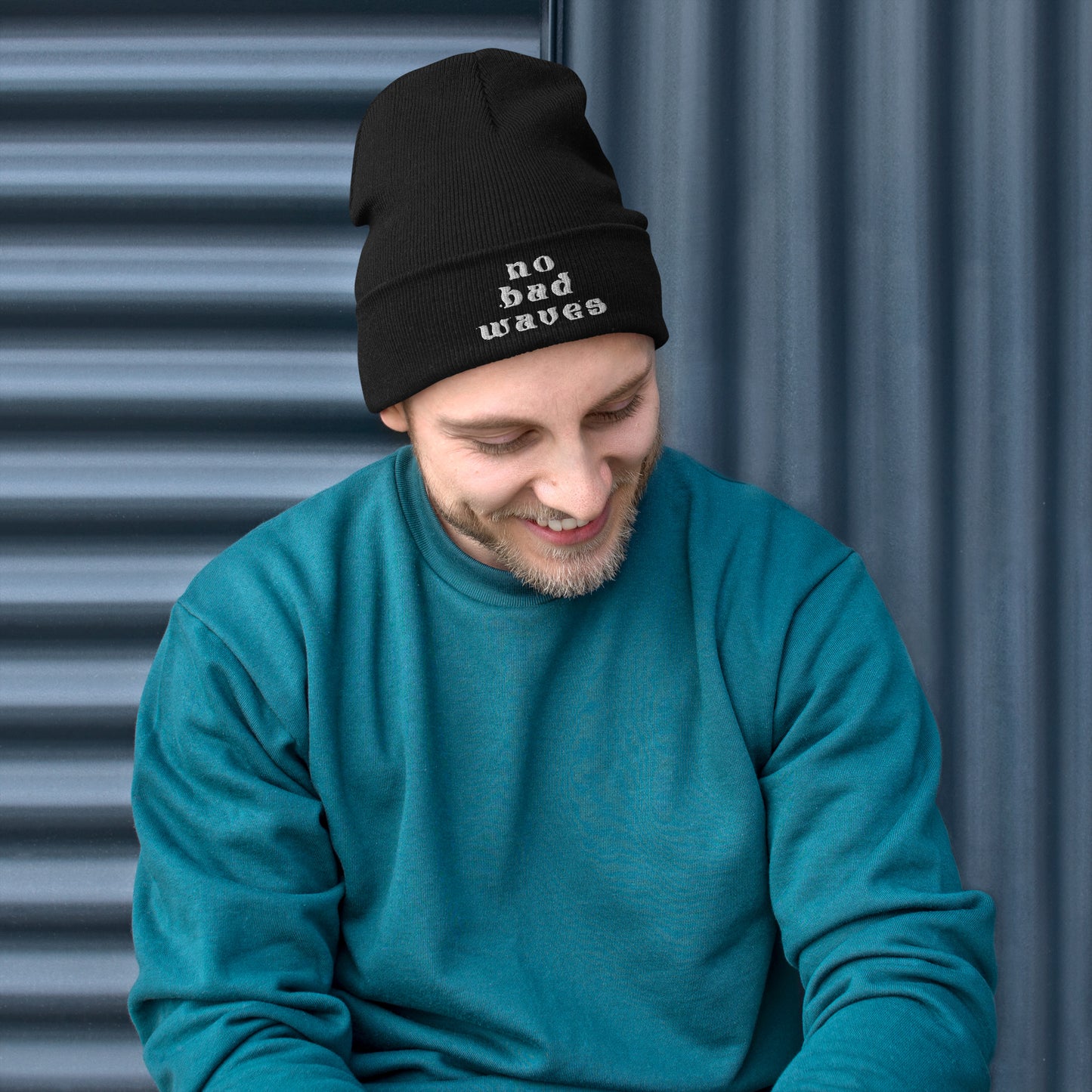 No Bad Waves Embroidered Beanie