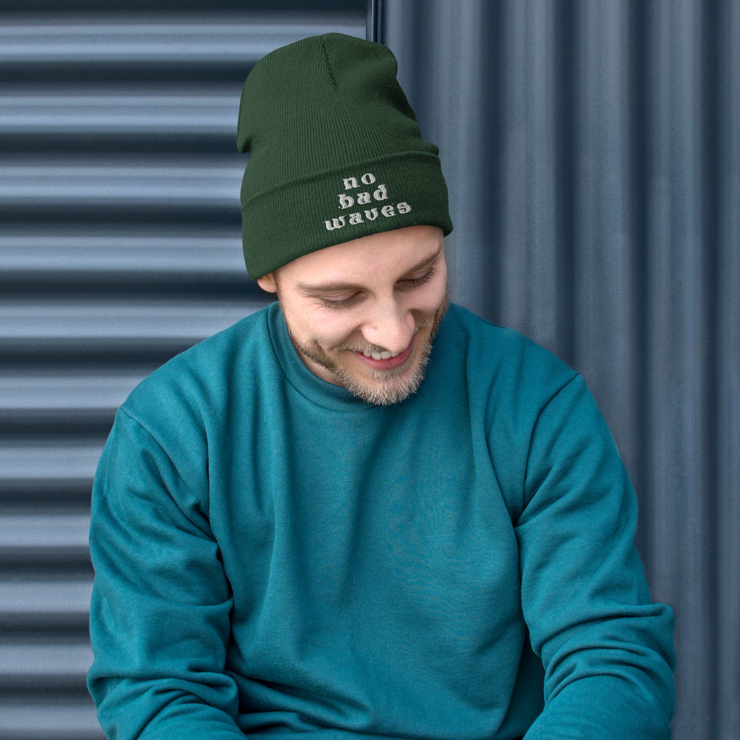 No Bad Waves Embroidered Beanie
