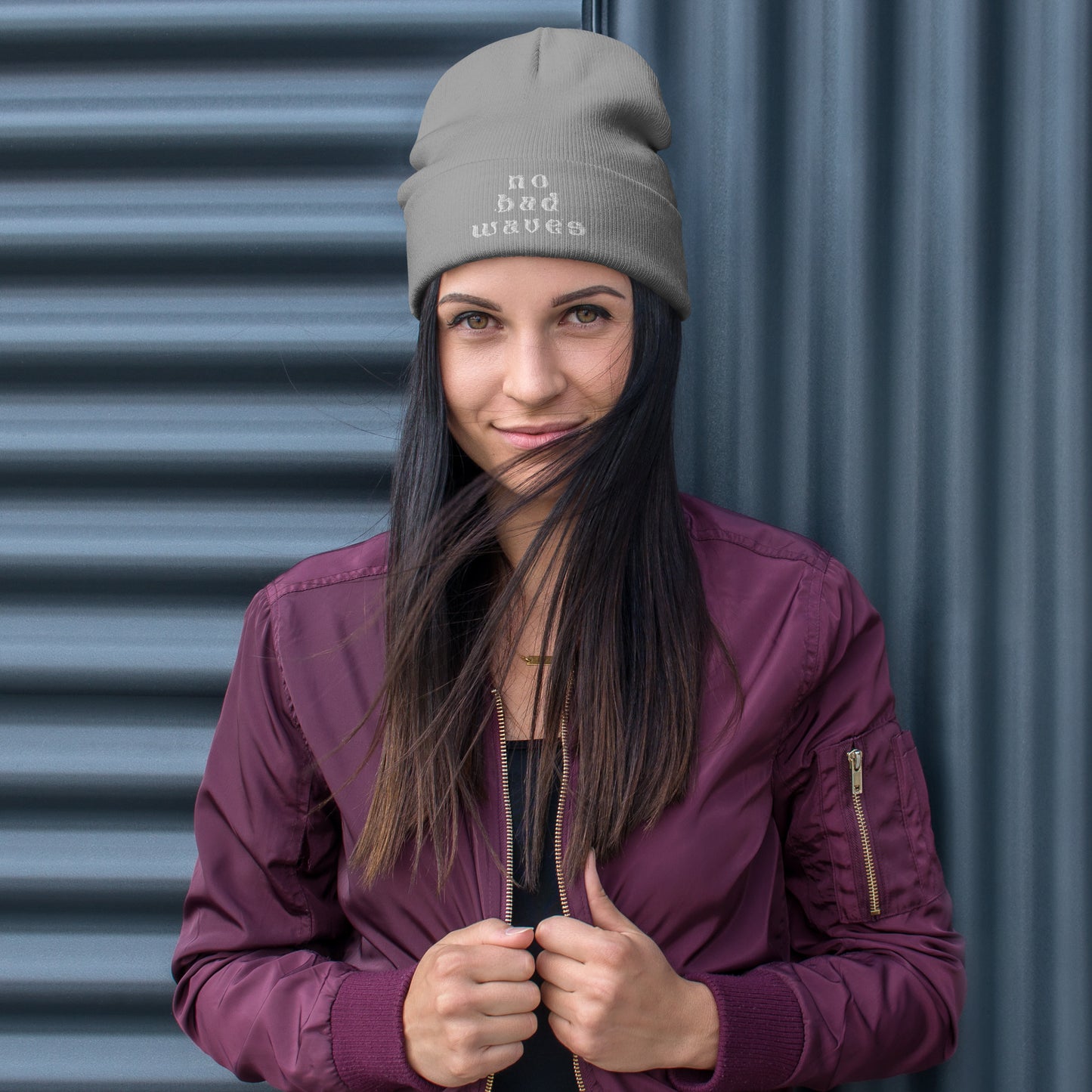 No Bad Waves Embroidered Beanie