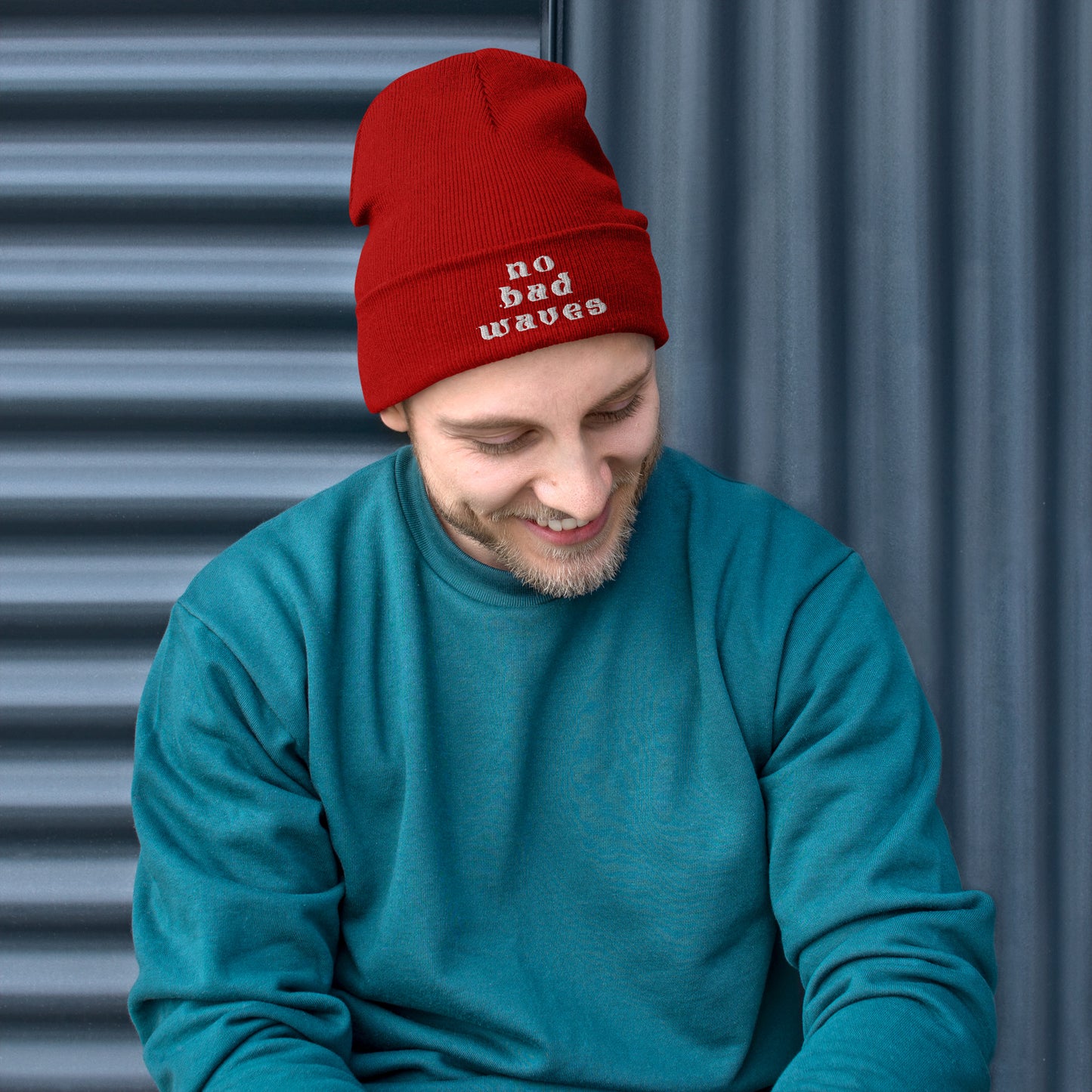 No Bad Waves Embroidered Beanie