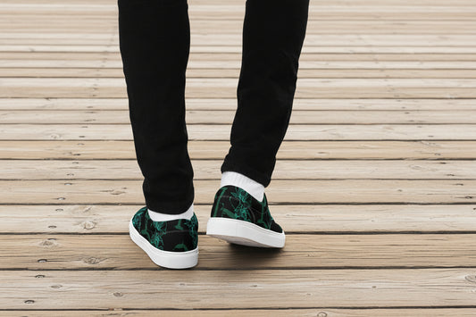 Aqua Hibiscus Men’s lace-up canvas shoes