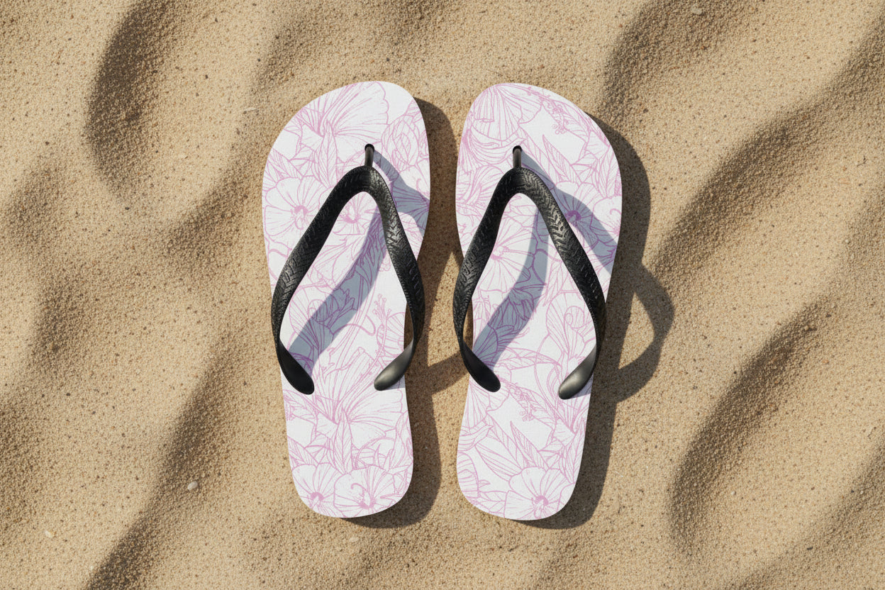 Pink Hibiscus Flip-Flops