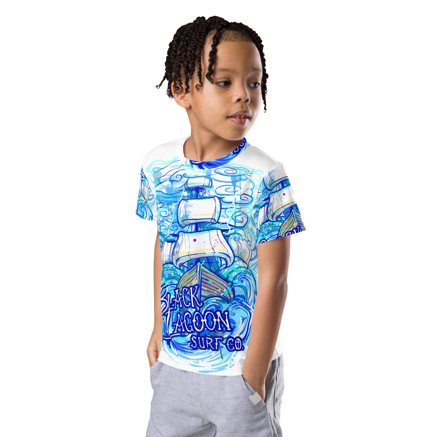 Black Lagoon Blue Storm Kids crew neck t-shirt