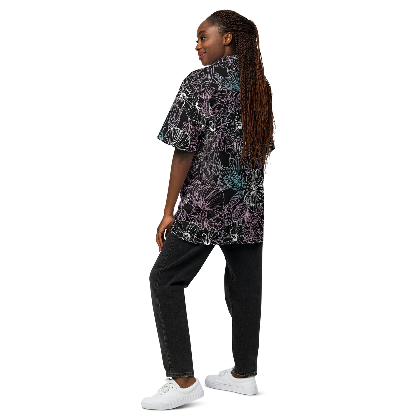 Dark Hibiscus Unisex button shirt