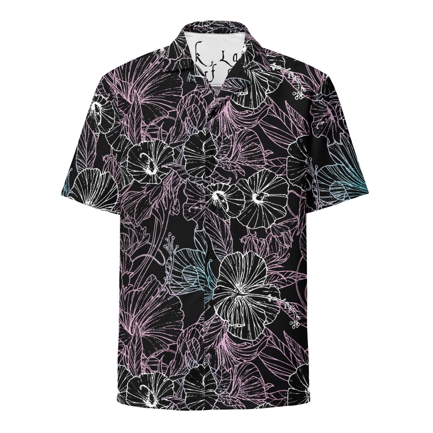 Dark Hibiscus Unisex button shirt