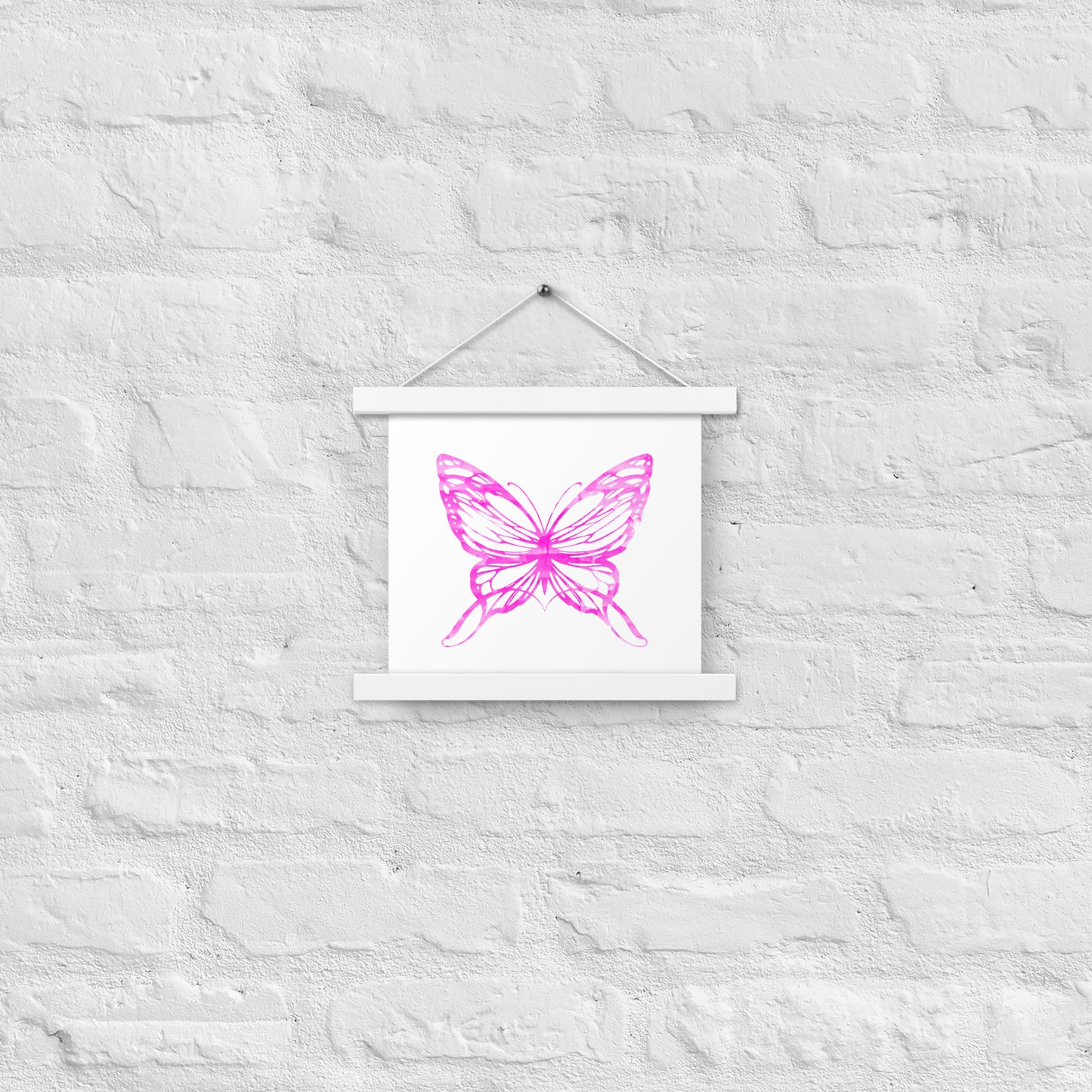 Pink Butterfly Poster with hangers