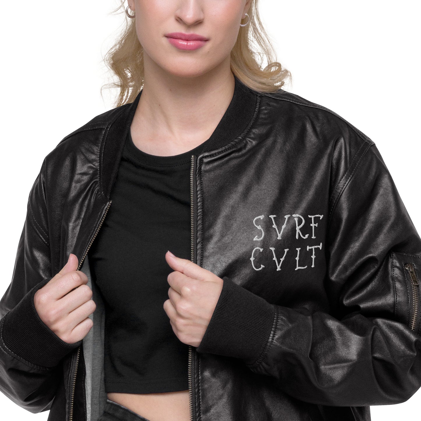 SVRF CVLT Leather Bomber Jacket