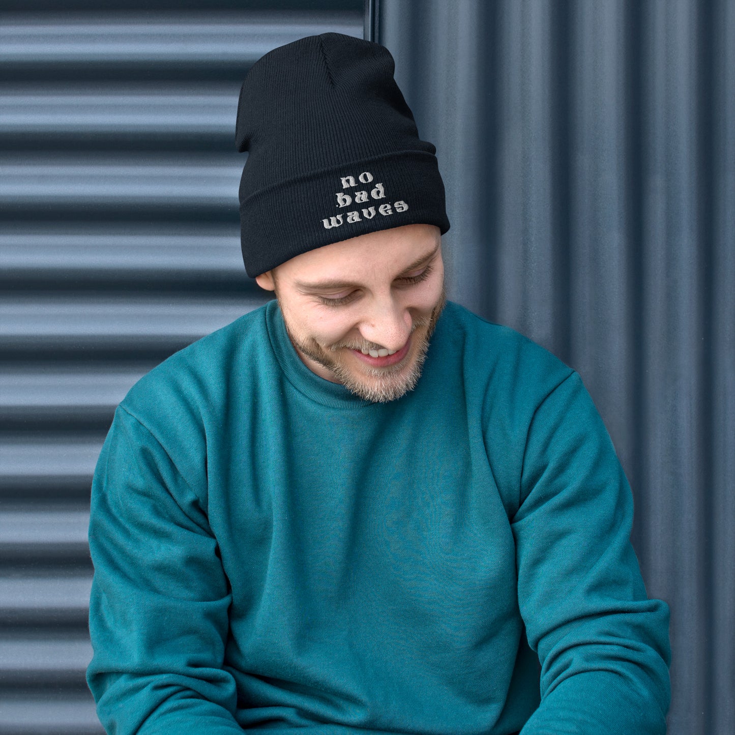 No Bad Waves Embroidered Beanie