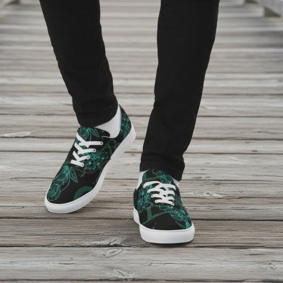 Video for Aqua Hibiscus Men’s lace-up canvas shoes