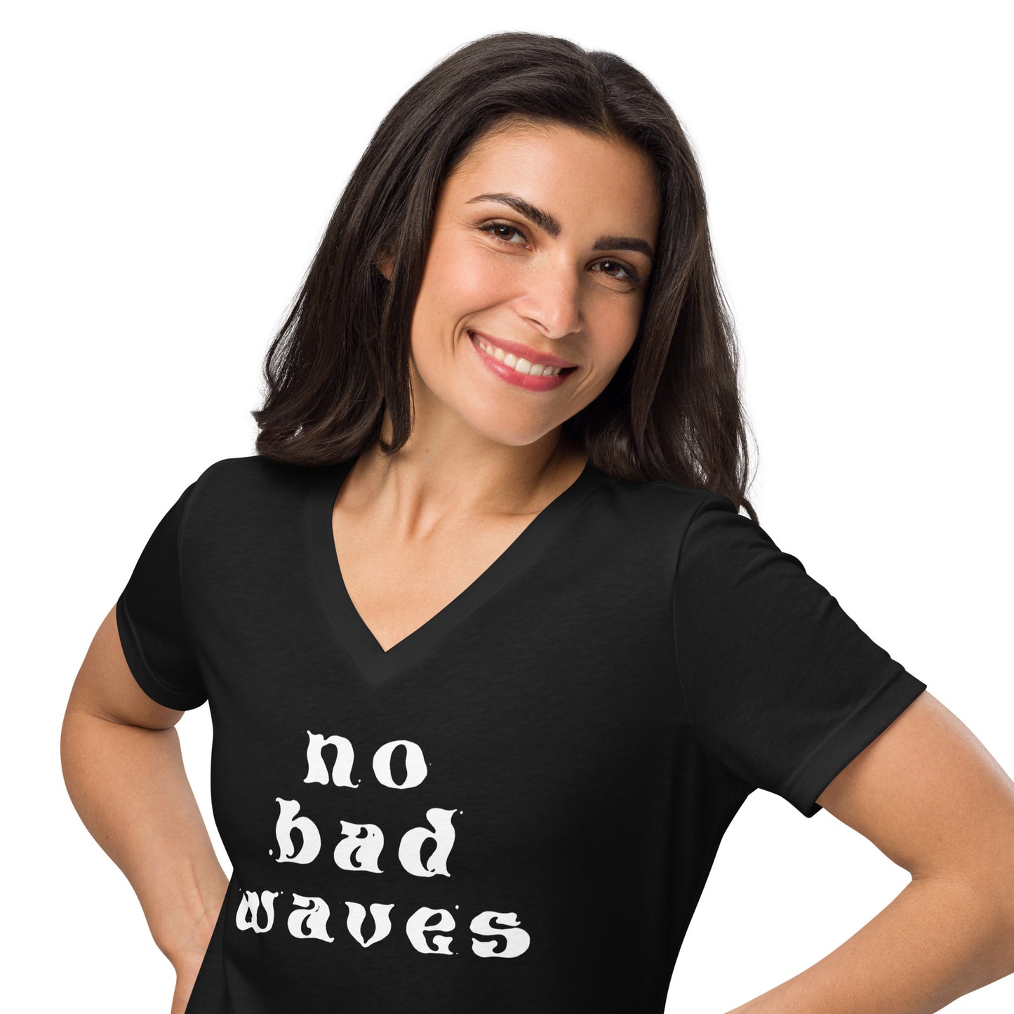 No Bad Waves Women’s relaxed v-neck t-shirt